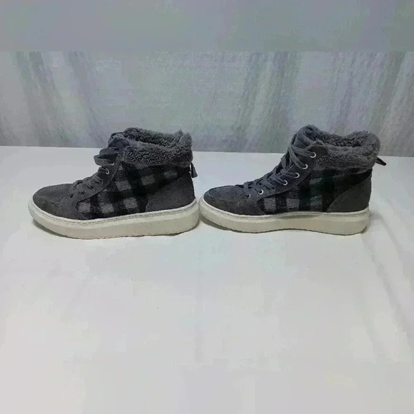Mark Fisher Fellow faux fur checkered lace up High Cut Sneaker Ladies size 8.5 - Picture 9 of 10